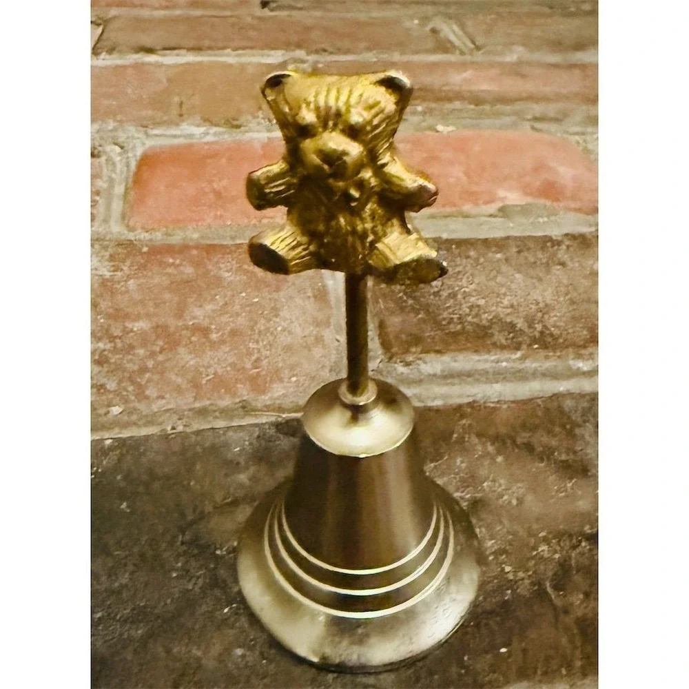 Vintage Brass Teddy Bear Bell Nostalgic Decor Collectible missing ringer‎